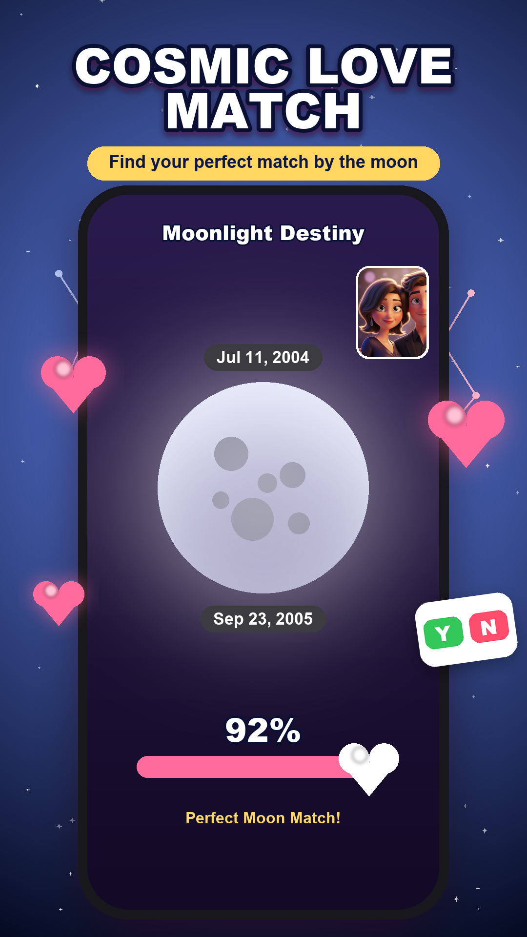 Luna Match love test screen